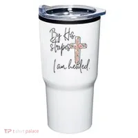 Bible Scripture By His Stripes I am Healed Easter Tumbler thumb 0