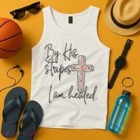 Bible Scripture By His Stripes I am Healed Easter Tank Top thumb 4