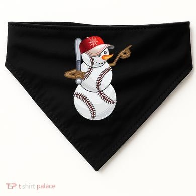 Baseball Snowman Balls Baseball Hat Snow Christmas USA-Made Doggie Bandana