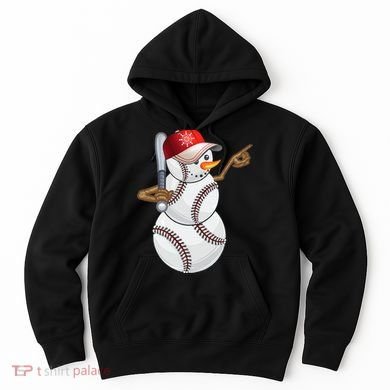 Baseball Snowman Balls Baseball Hat Snow Christmas Hoodie