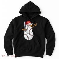 Baseball Snowman Balls Baseball Hat Snow Christmas Hoodie thumb 0