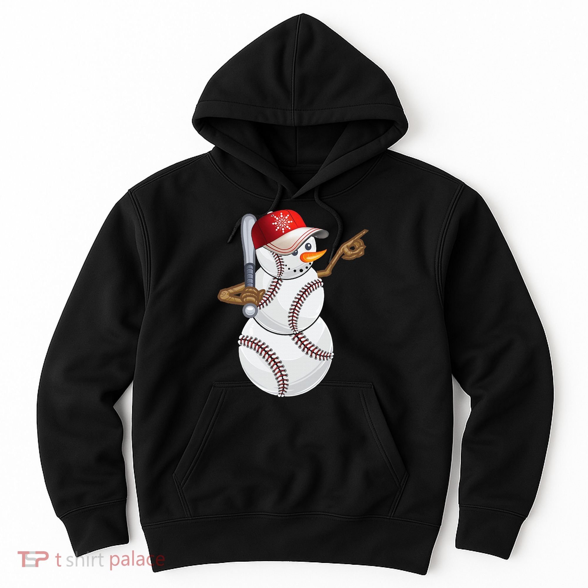 Baseball Snowman Balls Baseball Hat Snow Christmas Hoodie