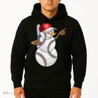 Baseball Snowman Balls Baseball Hat Snow Christmas Hoodie thumb 2