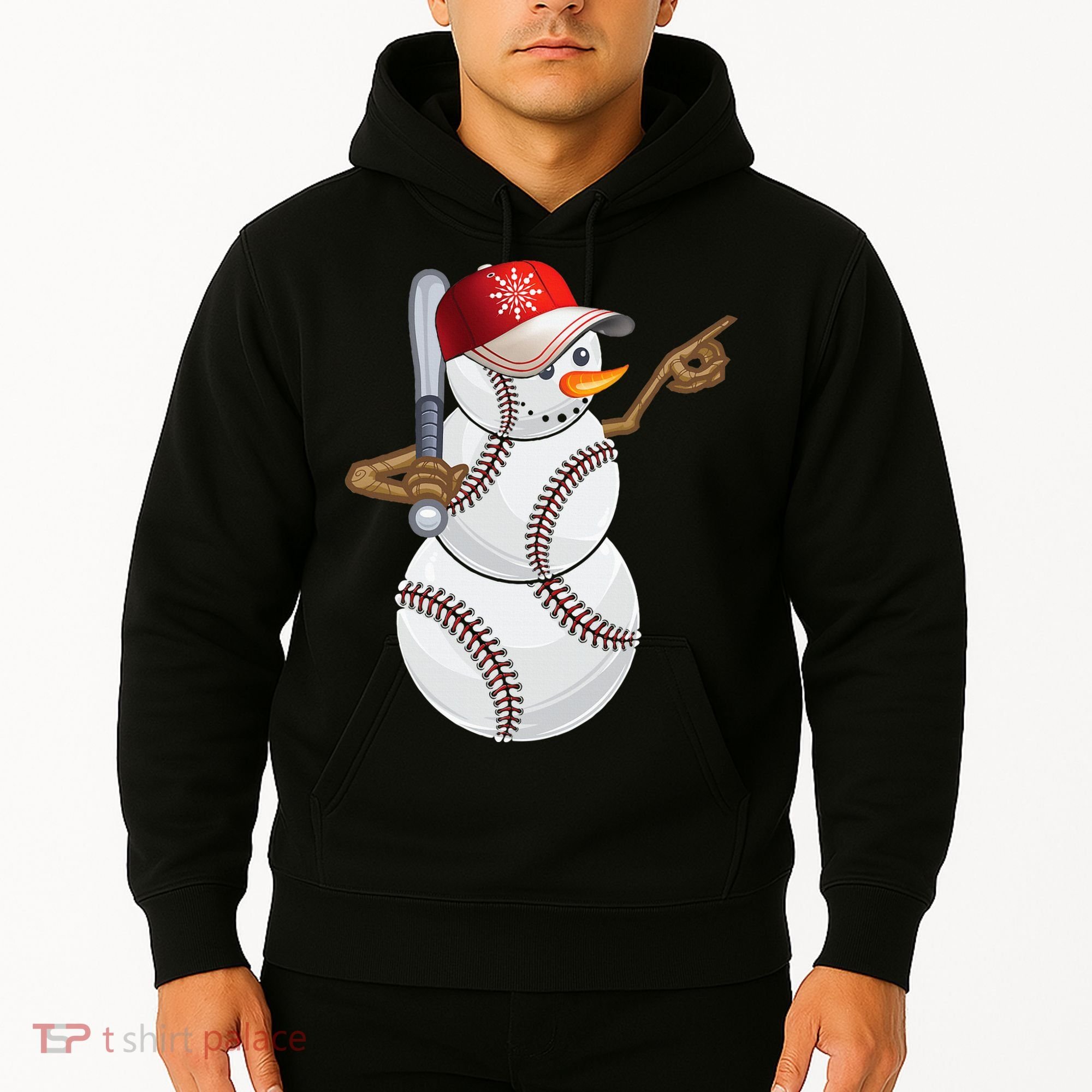 Baseball Snowman Balls Baseball Hat Snow Christmas Hoodie