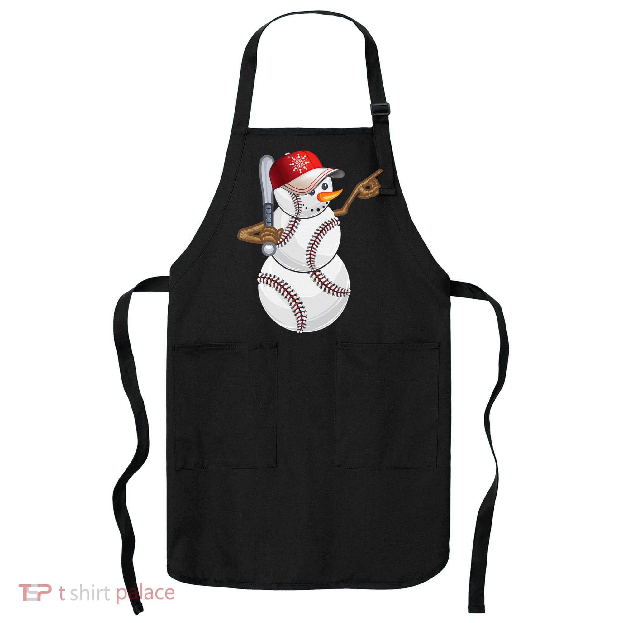 Baseball Snowman Balls Baseball Hat Snow Christmas Apron