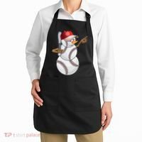 Baseball Snowman Balls Baseball Hat Snow Christmas Apron thumb 2