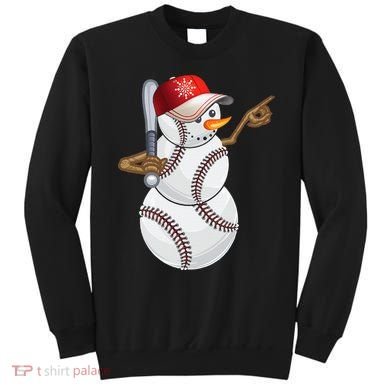 Baseball Snowman Balls Baseball Hat Snow Christmas Sweatshirt