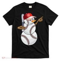 Baseball Snowman Balls Baseball Hat Snow Christmas T-Shirt thumb 0