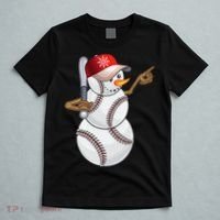 Baseball Snowman Balls Baseball Hat Snow Christmas T-Shirt thumb 5