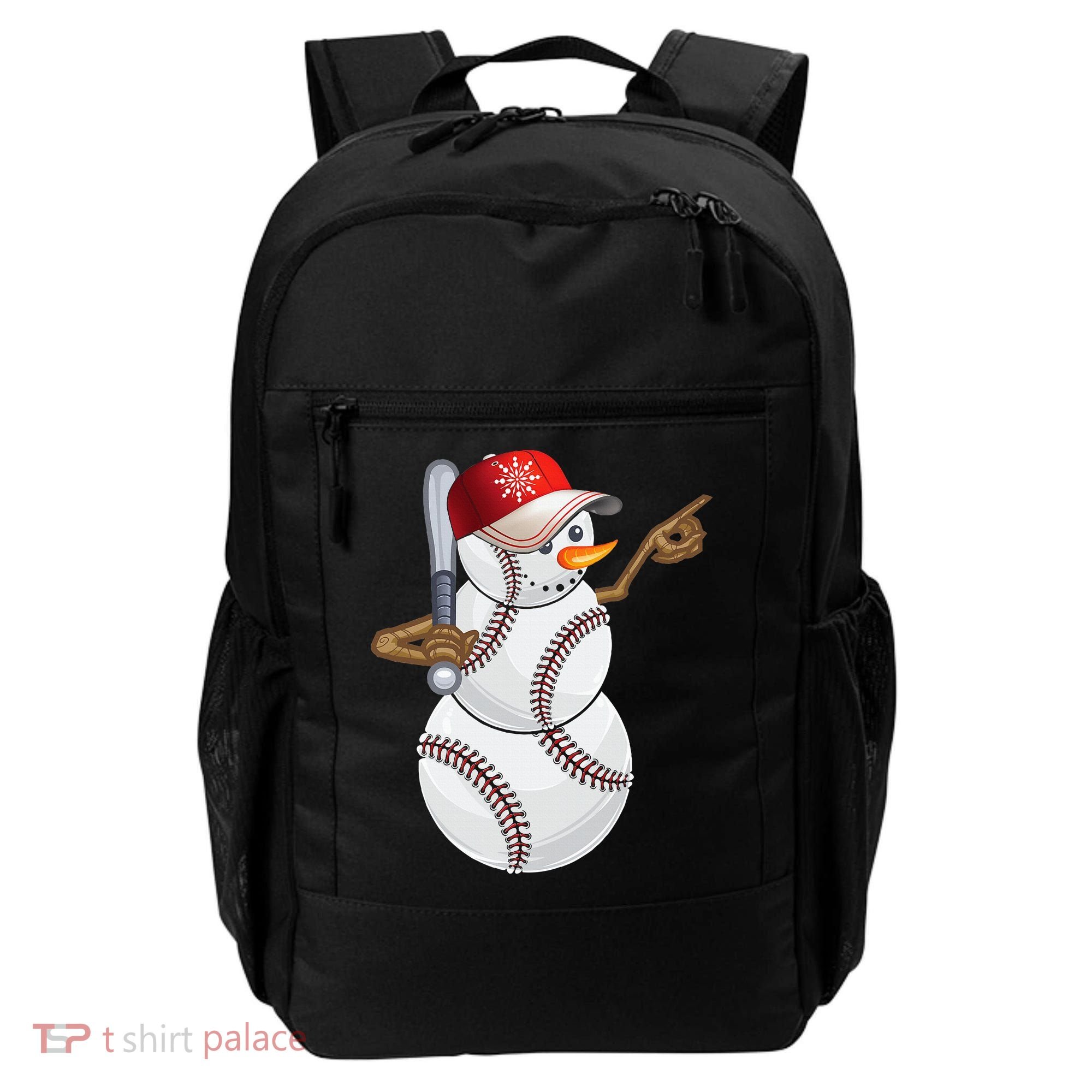 Baseball Snowman Balls Baseball Hat Snow Christmas Backpack