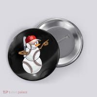 Baseball Snowman Balls Baseball Hat Snow Christmas Button thumb 0