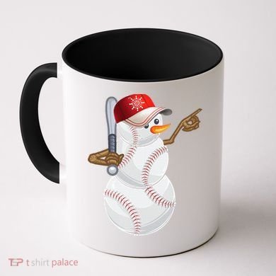 Baseball Snowman Balls Baseball Hat Snow Christmas Coffee Mug