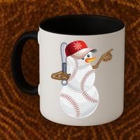 Baseball Snowman Balls Baseball Hat Snow Christmas Coffee Mug thumb 2