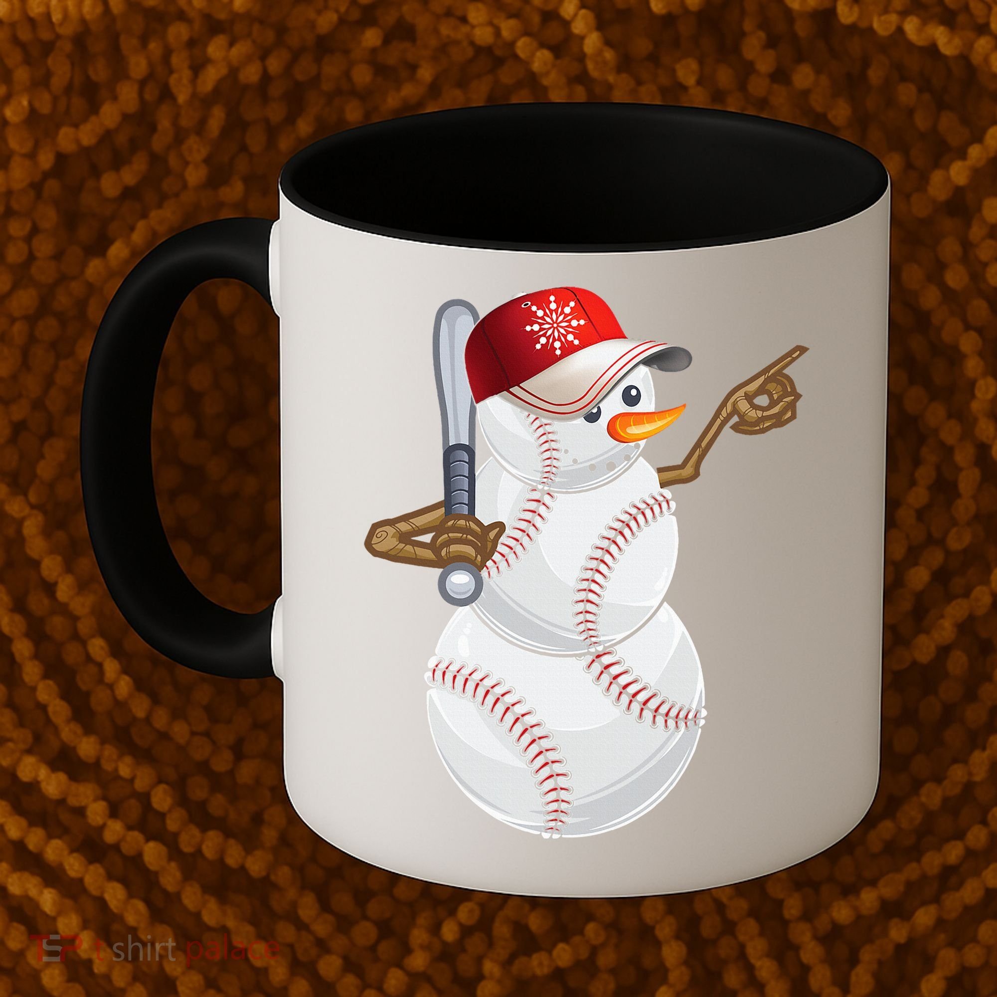 Baseball Snowman Balls Baseball Hat Snow Christmas Coffee Mug