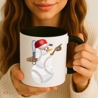 Baseball Snowman Balls Baseball Hat Snow Christmas Coffee Mug thumb 3