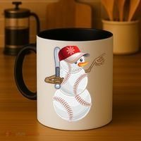 Baseball Snowman Balls Baseball Hat Snow Christmas Coffee Mug thumb 4