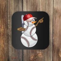 Baseball Snowman Balls Baseball Hat Snow Christmas Coaster thumb 0