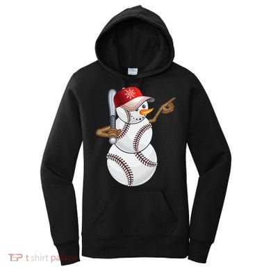 Baseball Snowman Balls Baseball Hat Snow Christmas Women's Hoodie