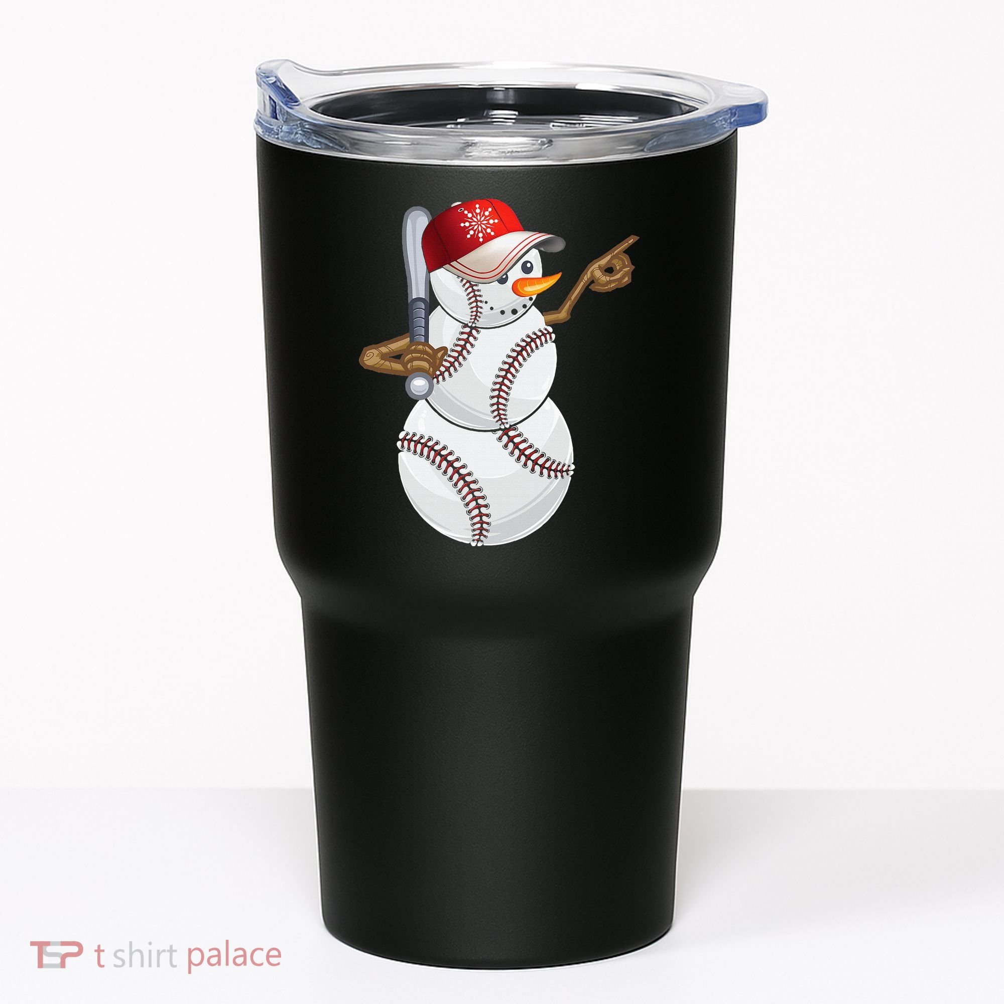 Baseball Snowman Balls Baseball Hat Snow Christmas Tumbler