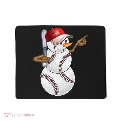 Baseball Snowman Balls Baseball Hat Snow Christmas Mousepad