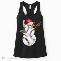 Baseball Snowman Balls Baseball Hat Snow Christmas Women's Tank Top thumb 0