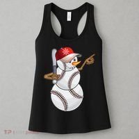 Baseball Snowman Balls Baseball Hat Snow Christmas Women's Tank Top thumb 3