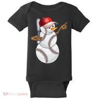 Baseball Snowman Balls Baseball Hat Snow Christmas Baby Bodysuit thumb 0