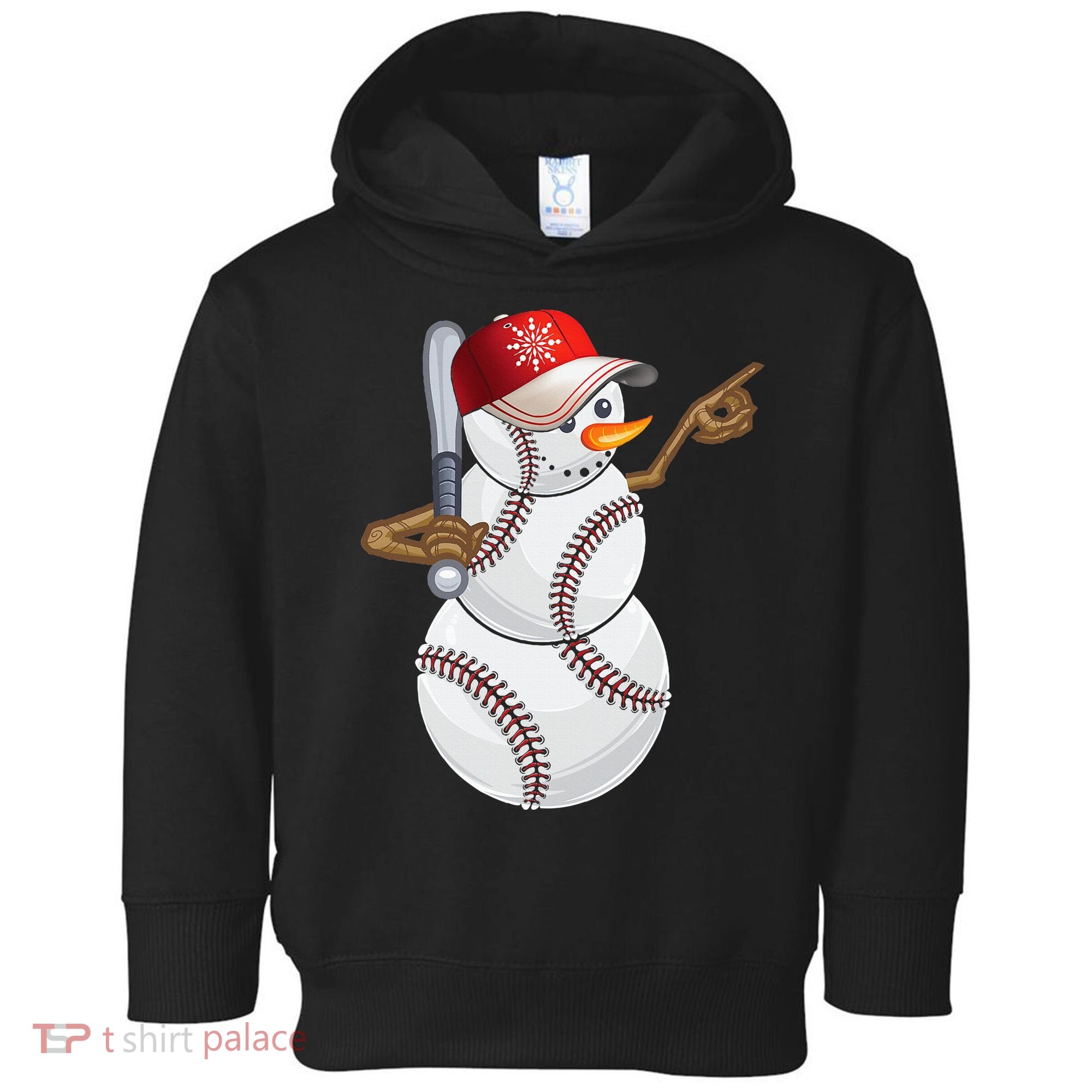 Baseball Snowman Balls Baseball Hat Snow Christmas Toddler Hoodie