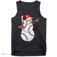 Baseball Snowman Balls Baseball Hat Snow Christmas Tank Top thumb 0