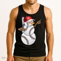 Baseball Snowman Balls Baseball Hat Snow Christmas Tank Top thumb 3