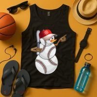 Baseball Snowman Balls Baseball Hat Snow Christmas Tank Top thumb 4