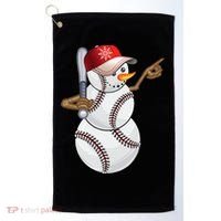 Baseball Snowman Balls Baseball Hat Snow Christmas Golf Towel thumb 0