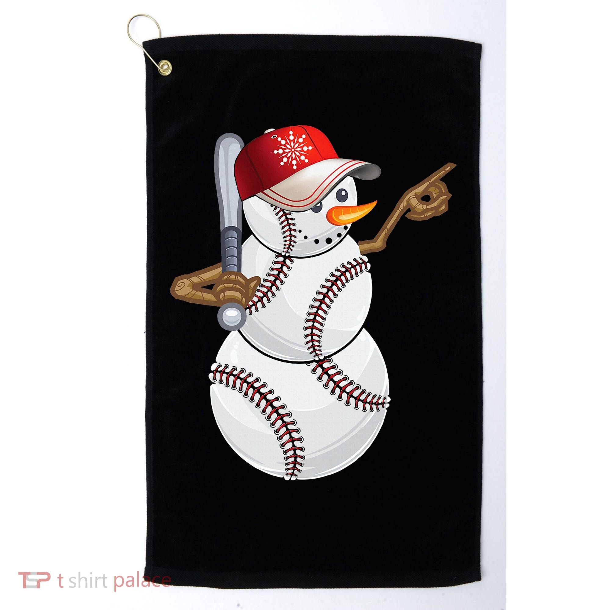 Baseball Snowman Balls Baseball Hat Snow Christmas Golf Towel