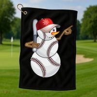 Baseball Snowman Balls Baseball Hat Snow Christmas Golf Towel thumb 1