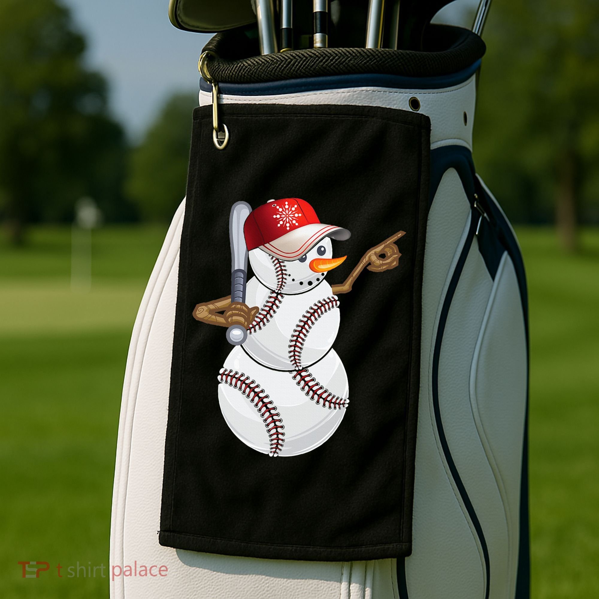 Baseball Snowman Balls Baseball Hat Snow Christmas Golf Towel