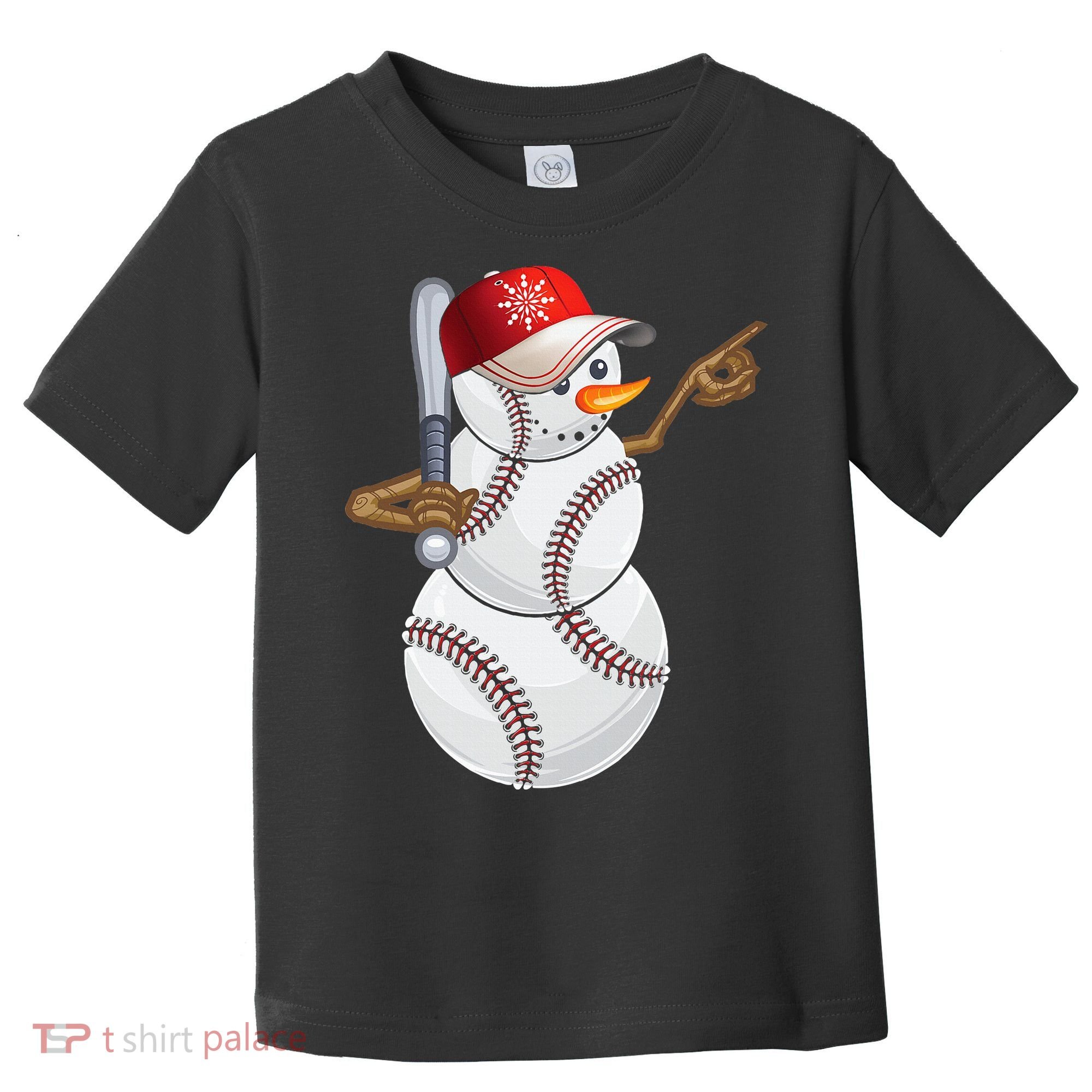 Baseball Snowman Balls Baseball Hat Snow Christmas Toddler T-Shirt