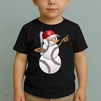 Baseball Snowman Balls Baseball Hat Snow Christmas Toddler T-Shirt thumb 2