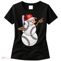 Baseball Snowman Balls Baseball Hat Snow Christmas Women's T-Shirt thumb 0