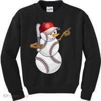 Baseball Snowman Balls Baseball Hat Snow Christmas Kids Sweatshirt thumb 0