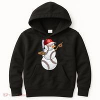 Baseball Snowman Balls Baseball Hat Snow Christmas Kids Hoodie thumb 0