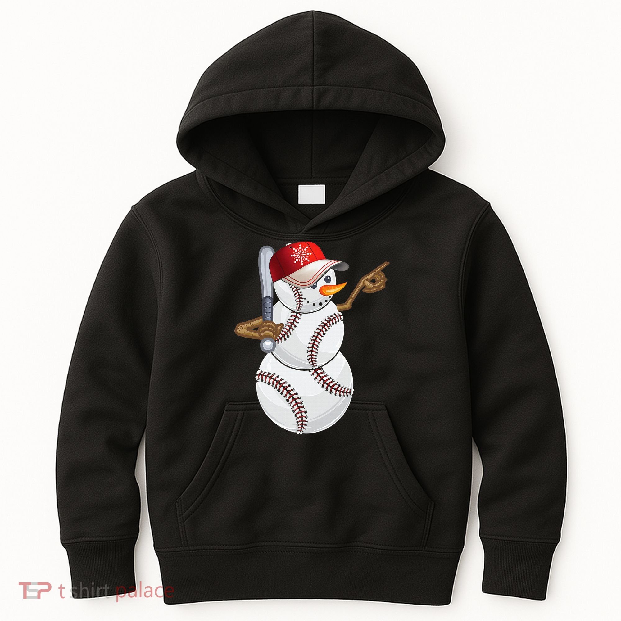 Baseball Snowman Balls Baseball Hat Snow Christmas Kids Hoodie