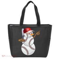 Baseball Snowman Balls Baseball Hat Snow Christmas Tote Bag thumb 0