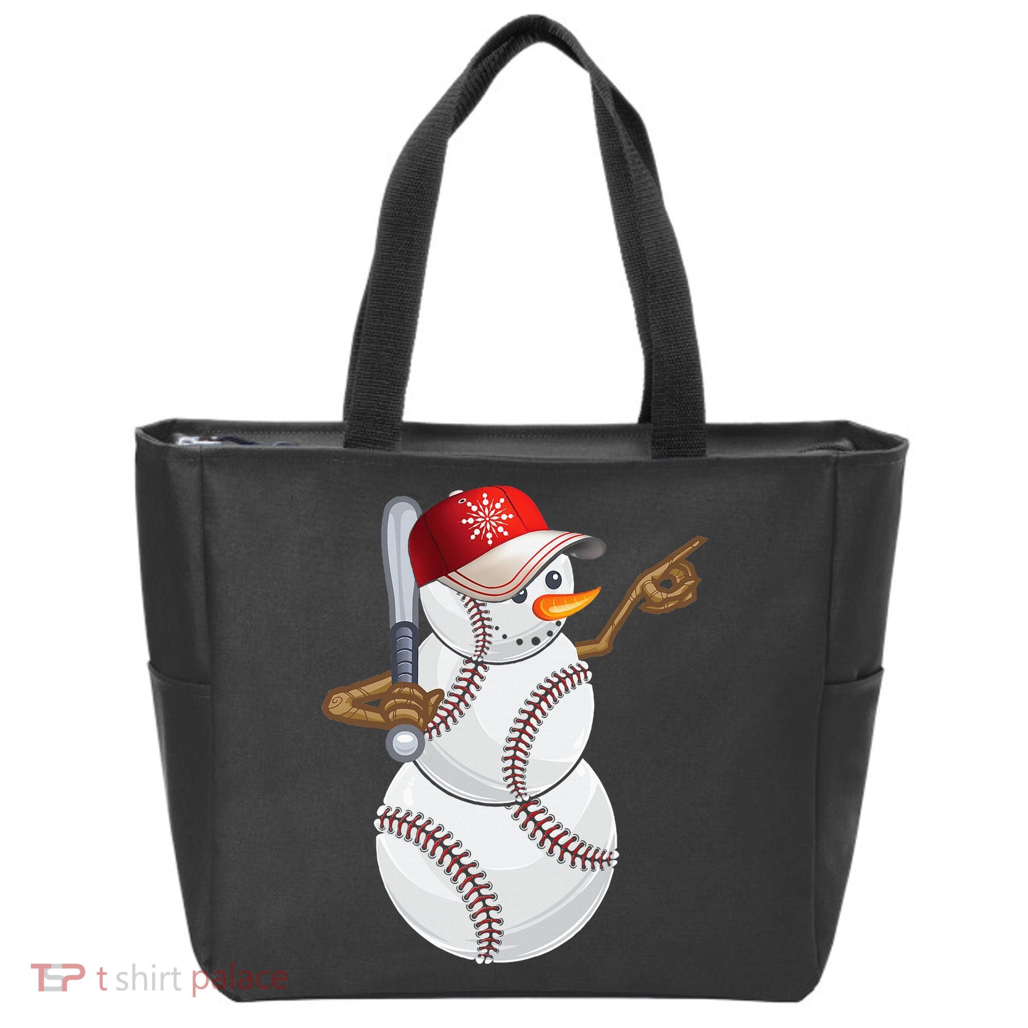 Baseball Snowman Balls Baseball Hat Snow Christmas Tote Bag