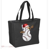 Baseball Snowman Balls Baseball Hat Snow Christmas Tote Bag thumb 2