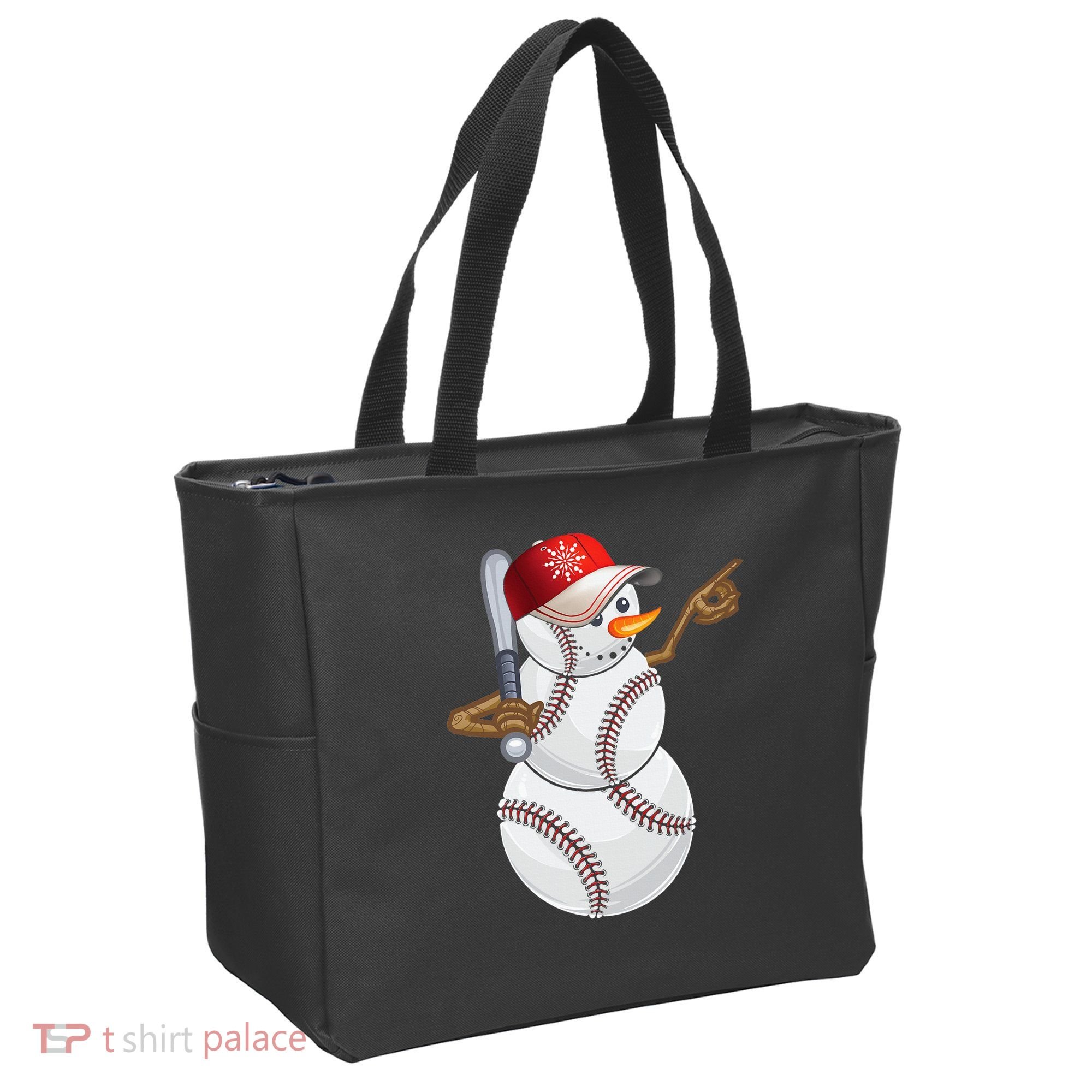 Baseball Snowman Balls Baseball Hat Snow Christmas Tote Bag