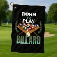 Billiards Saying Born To Play Billiard Funny Lover Trending Golf Towel thumb 1