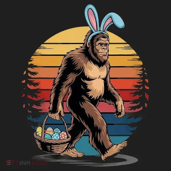 Bigfoot Sasquatch Bunny Easter Eggs Retro Women's Sweatshirt