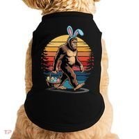 Bigfoot Sasquatch Bunny Easter Eggs Retro Doggie Tank thumb 0