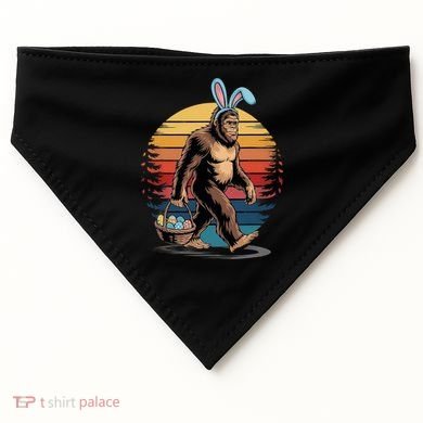 Bigfoot Sasquatch Bunny Easter Eggs Retro USA-Made Doggie Bandana