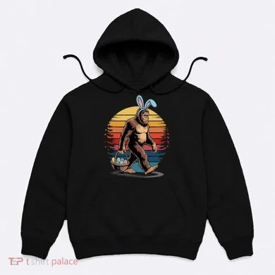 Bigfoot Sasquatch Bunny Easter Eggs Retro Hoodie